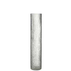 J-Line Vaas Cylinder Half Crackle Glas Transparant Large