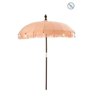 J-Line parasol + voet Kwastjes|Schelpen - hout - beige|donkerbruin - S