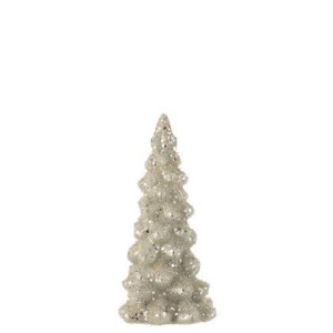 J-Line Kerstboom Deco Suiker Glas Blinkend Licht Grijs|Zilver Small