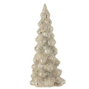 J-Line Kerstboom Deco Suiker Glas Blinkend Licht Grijs|Zilver Large