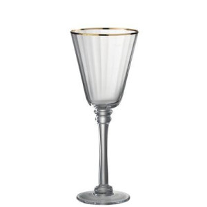 J-Line Rand wijnglas - rode wijn - glas - transparant| goud - 6x
