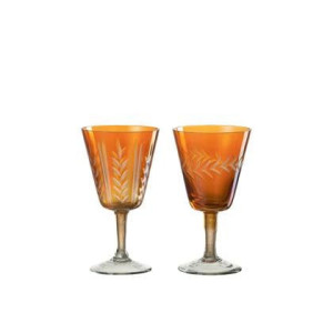 J-Line Voet Verticaal Hal glas - drinkglas - oranje - 2x