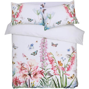 M.M Linen Fleur Dekbedovertrek - Lits-jumeaux - 240x200/220 cm - Wit