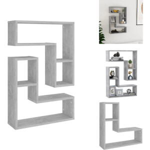 vidaXL - Wandschappen - 2 - st - 50x15x50 - cm - bewerkt - hout - betongrijs