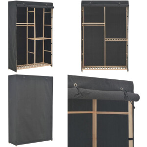 vidaXL Kledingkast 3-laags 110x40x170 cm stof grijs - Kledingkast - Kledingkasten - Garderobekast - Garderobekasten
