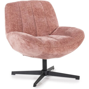 Luxe Draaifauteuil - Fauteuil - Fauteuils - Zetel - Relaxstoel - Oud Roze - Metaal - Stof - 72 cm