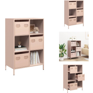 vidaXL Hoge Kast - Hoge Kasten - Hoge Planken - Boekenkast - Hoge kast 68x39x103,5 cm staal roze