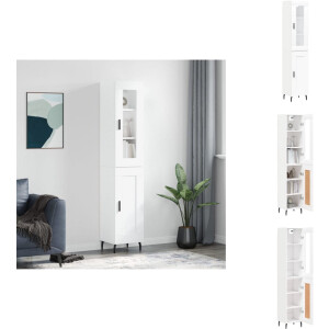 vidaXL Hoge Kast - Hoge Kasten - Dressoir - Buffetkast - Hoge kast 34,5x34x180 cm bewerkt hout wit