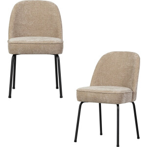 WOOOD Vogue Eetkamerstoelen - Polyester - Zand - Set van 2