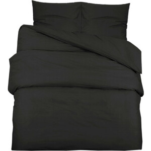 vidaXL - Dekbedovertrekset - 155x220 - cm - katoen - zwart