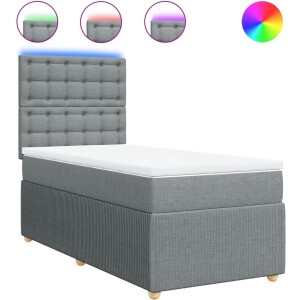 vidaXL - Boxspring - met - matras - stof - lichtgrijs - 90x200 - cm