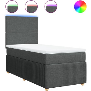 vidaXL - Boxspring - met - matras - stof - donkergrijs - 80x200 - cm