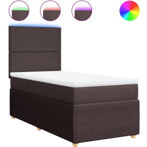 vidaXL - Boxspring - met - matras - stof - donkerbruin - 90x190 - cm