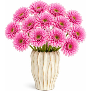 Mica Decorations Kunstbloem Gerbera Floral - 12x - H60 cm - roze - kunststof - stelen kunstbloemen - boeket - rozen bloemetjes