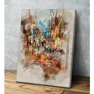 Bedrukt geverfd steegje Canvas 60 x 90 cm