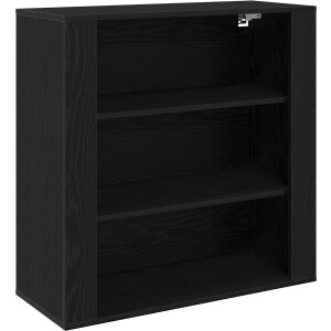 vidaXL - Wandkast - met - plank - Zwart - Eiken - 80 - x - 33 - x - 80 - cm - Bewerkt - hout