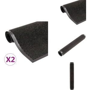 vidaXL Deurmat - Deurmatten - Droogloopmat - Droogloopmatten - Droogloopmatten 2 st rechthoekig getuft 80x120 cm zwart