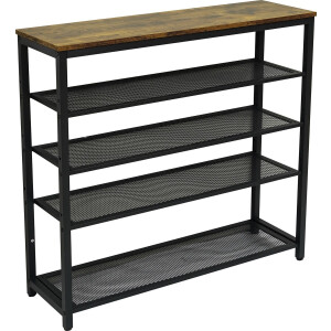 Furnilux - Schoenenrek met 4 Roosters - Metaal, Industrieel design - Bruin en Zwart - 100 x 30 x 92,5 cm