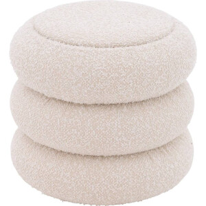 Goossens Nachtkastje Cloud, Rond 42 Cm, 42 Cm Hoog, Incl. Glasblad Rond Opleg - Stof Beige