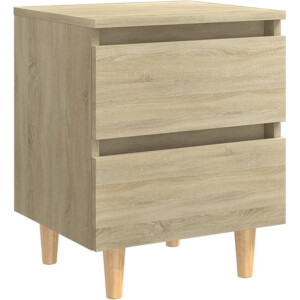 vidaXL - Nachtkastje - met - houten - poten - 40x35x50 - cm - sonoma - eikenkleurig