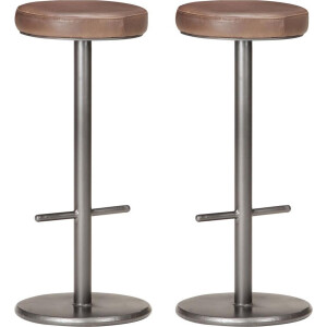 vidaXL - Barkrukken - 2 - st - echt - leer - verweerd - bruin