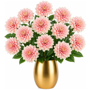 Mica Decorations Kunstbloem Dahlia Floristic - 12x - H75 cm - roze - kunststof - stelen kunstbloemen - boeket - bloemetjes