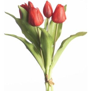 Kunst Tulpen - Real Touch Tulips - Pink-Real Touch Tulpen - rood- Tulpen - Kunstbloemen - Kunst Tulpen - Kunst Boeket - Tulp - 31 CM - Zijden Bloemen - Latex Bloem - Bruiloft - Voorjaar - Lente