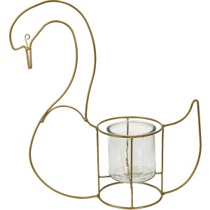 Clayre & Eef Theelichthouder Zwaan 33x13x41 cm Goudkleurig IJzer