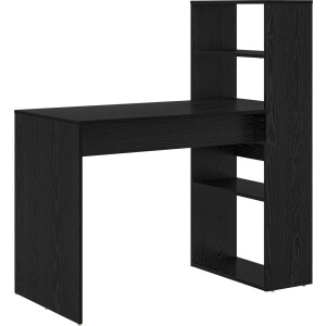 vidaXL - Bureau - met - plank - Zwart - eiken - 113 - x - 54 - x - 120 - cm - Bewerkt - hout