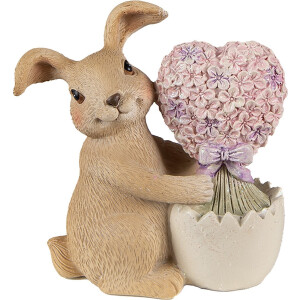 Clayre & Eef Beeld Konijn 12 cm Bruin Roze Polyresin