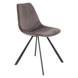 Dutchbone Eetkamerstoel 'Franky' Velvet, kleur Grijs