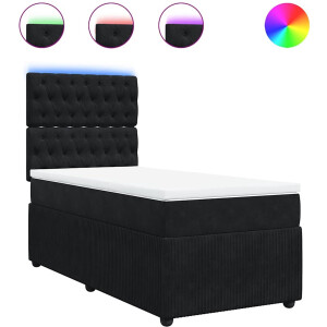 vidaXL - Boxspring - met - matras - fluweel - zwart - 100x200 - cm