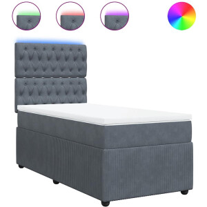 vidaXL - Boxspring - met - matras - fluweel - donkergrijs - 90x190 - cm