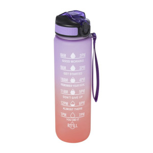 Motivatie waterfles - paars/roze - 1 liter