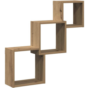 vidaXL - Wandplanken - kubus - 68x15x68cm - bewerkt - hout - artisanaal - eikenkleur