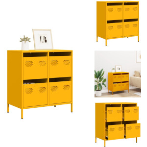 vidaXL Dressoir - Dressoirs - Opbergkast - Buffet - Dressoir 68x39x73,5 cm koudgewalst staal mosterdgeel