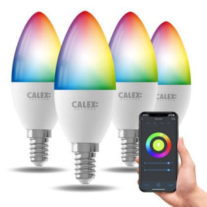 Calex Slimme LED Lamp - 4 stuks - E14 - RGB en Warm Wit - 4.9W