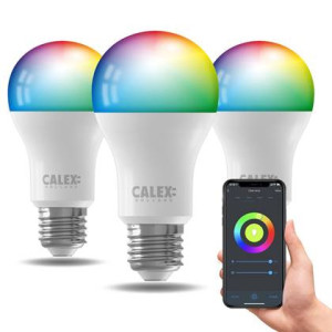 Calex Slimme LED Lamp - 3 stuks - E27- RGB en Warm Wit - 9.4W