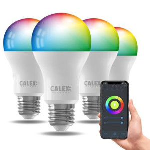 Calex Slimme LED Lamp - 4 stuks - E27- RGB en Warm Wit - 9.4W
