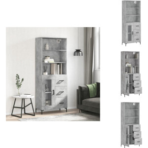 vidaXL Hoge Kast - Hoge Kasten - Dressoir - Buffetkast - Hoge kast 69,5x34x180 cm bewerkt hout betongrijs