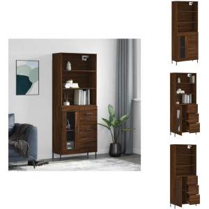 vidaXL Hoge Kast - Hoge Kasten - Dressoir - Buffetkast - Hoge kast 69,5x34x180 cm bewerkt hout bruin eikenkleur