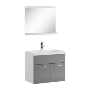 Badplaats Badkamermeubel Montreal 02 60 cm - Wit met grijs - Spiegel