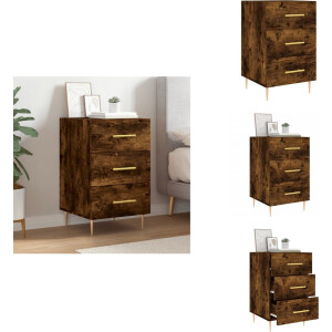 vidaXL Nachtkastje - Nachtkastjes - Bijzettafel - Wandkastje - Nachtkastje 40x40x66 cm bewerkt hout gerookt eikenkleurig