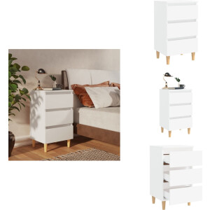 vidaXL Nachtkastje - Nachtkastjes - Slaapkamerkastje - Slaapkamerkastjes - Nachtkastje met massief houten poten 40x35x69 cm wit