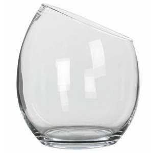 Mica Decorations schuine vaas|schaal - gerecycled glas - D23 x H25 cm