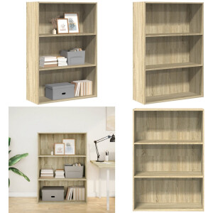 vidaXL Boekenkast 80x30x114 cm bewerkt hout sonoma eikenkleurig - Boekenkast - Boekenkasten - Boeken Plank - Schappenkast