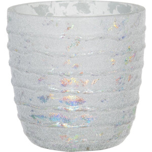 Clayre & Eef Theelichthouder Ø 10x10 cm Wit Glas