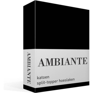 Ambiante Cotton Uni split-topper hoeslaken - Lits-jumeaux - Black