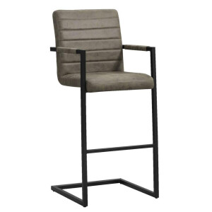 2e Halve Prijs Leen Bakker - Barkruk Lizzy - Stof - Groen - 55x50x122 Cm