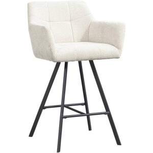 2e Halve Prijs Leen Bakker - Barkruk Clint - Stof/Staal - Beige - 60x58.5x97 Cm